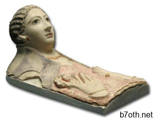 قناع جنائزي من الجص الملون لسيدة 