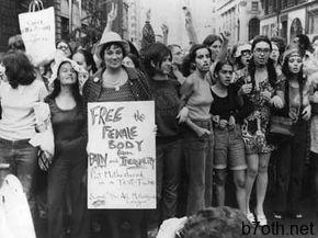 Second-wave feminists march during the Women's Liberation parade in 1970.